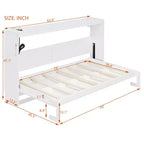 Polibi Side-Folding Murphy Bed with LED Under-Bed Light, USB Power Top & Geometric Printed Front