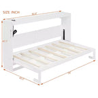 Polibi Side-Folding Murphy Bed with LED Under-Bed Light, USB Power Top & Geometric Printed Front