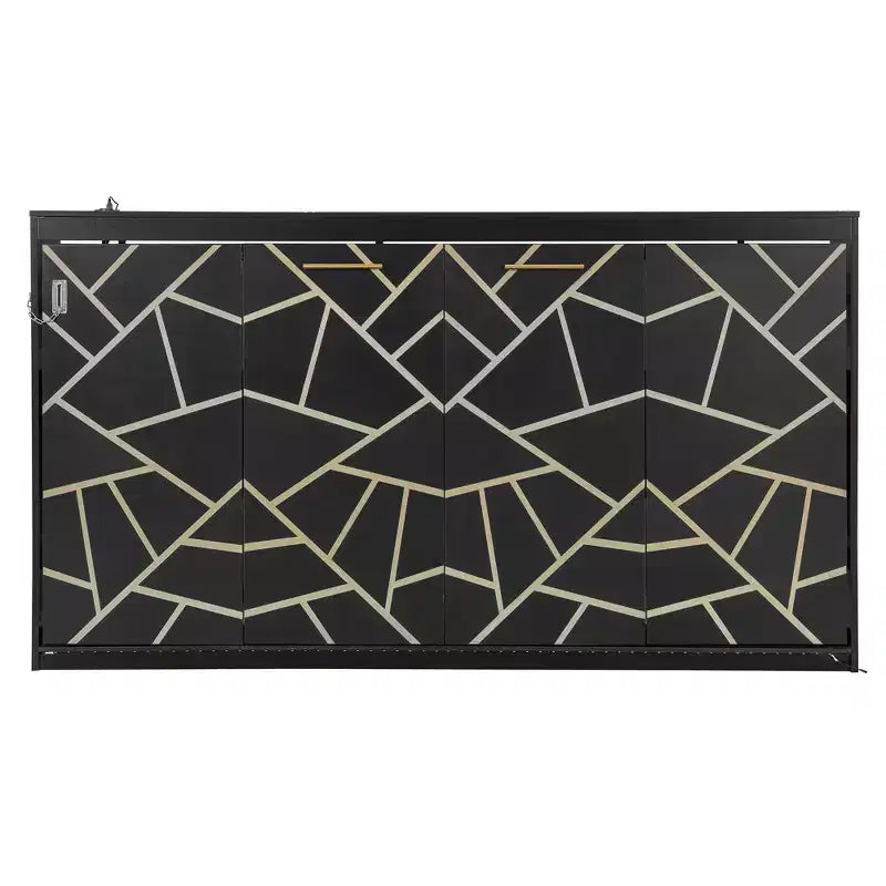 Polibi Side-Folding Murphy Bed with LED Under-Bed Light, USB Power Top & Geometric Printed Front