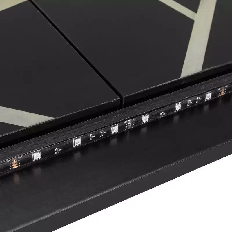 Polibi Side-Folding Murphy Bed with LED Under-Bed Light, USB Power Top & Geometric Printed Front