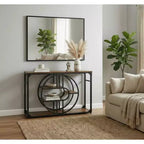 Industrial O-Shaped Console Table - 5-Tier Narrow Entryway Table with Storage Shelves - Rustic Farmhouse Sofa Table for Hallway & Living Room