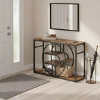 Industrial O-Shaped Console Table - 5-Tier Narrow Entryway Table with Storage Shelves - Rustic Farmhouse Sofa Table for Hallway & Living Room