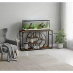 Industrial O-Shaped Console Table - 5-Tier Narrow Entryway Table with Storage Shelves - Rustic Farmhouse Sofa Table for Hallway & Living Room