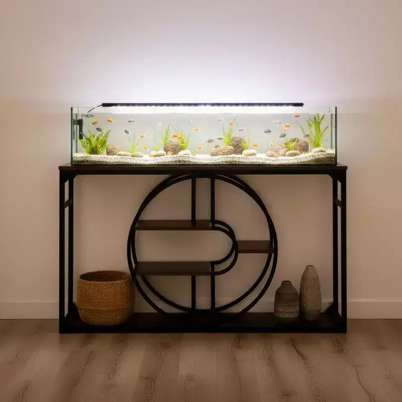 Industrial O-Shaped Console Table - 5-Tier Narrow Entryway Table with Storage Shelves - Rustic Farmhouse Sofa Table for Hallway & Living Room