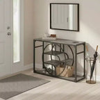 Industrial O-Shaped Console Table - 5-Tier Narrow Entryway Table with Storage Shelves - Rustic Farmhouse Sofa Table for Hallway & Living Room