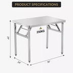 Garvee Stainless Steel Folding Table, 36 x 24 Utility Table with Adjusting Foot for Kitchen,Restaurants, Silver