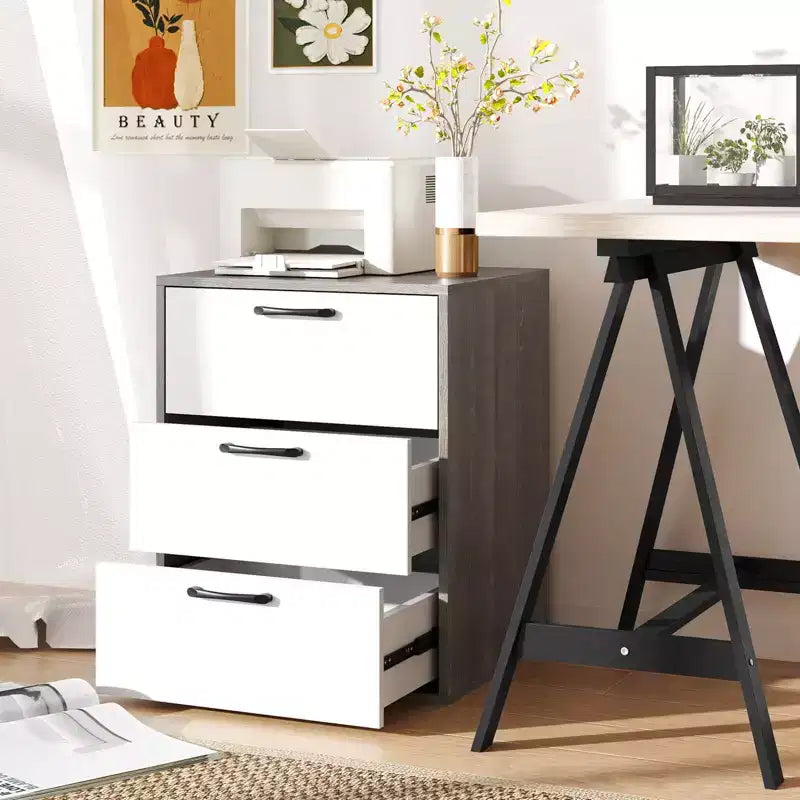 Costway 1/2 PCS 3 Drawer Dresser Chest of Drawer Storage Cabinet with Wide Storage Space Organizer