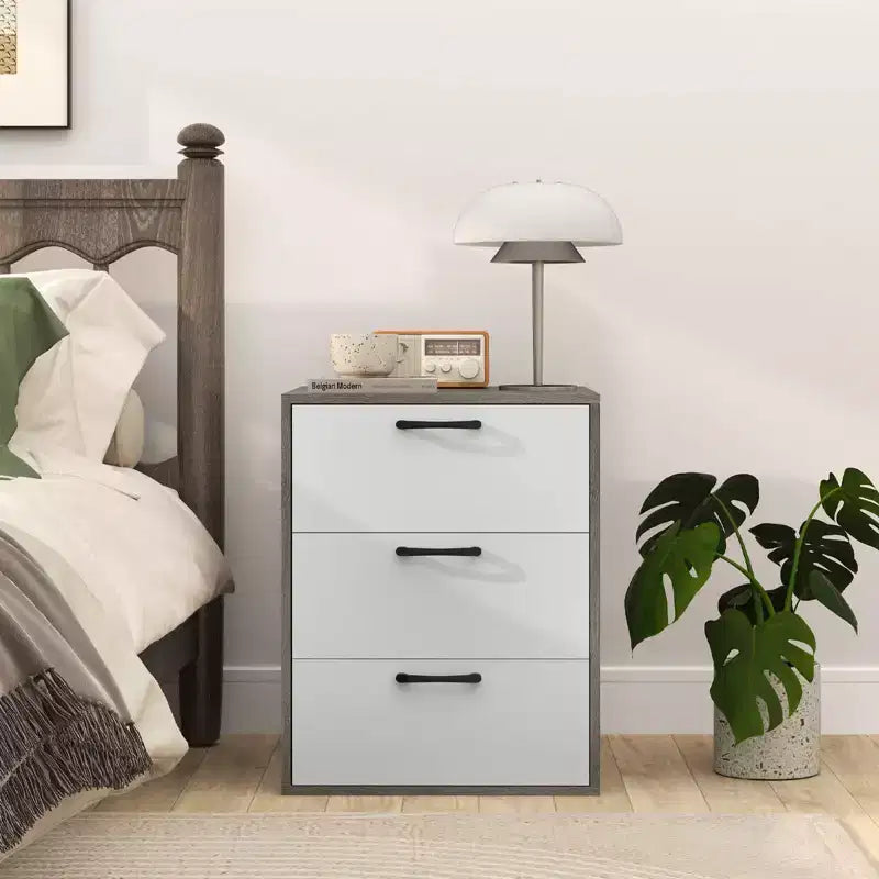 Costway 1/2 PCS 3 Drawer Dresser Chest of Drawer Storage Cabinet with Wide Storage Space Organizer