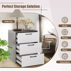 Costway 1/2 PCS 3 Drawer Dresser Chest of Drawer Storage Cabinet with Wide Storage Space Organizer