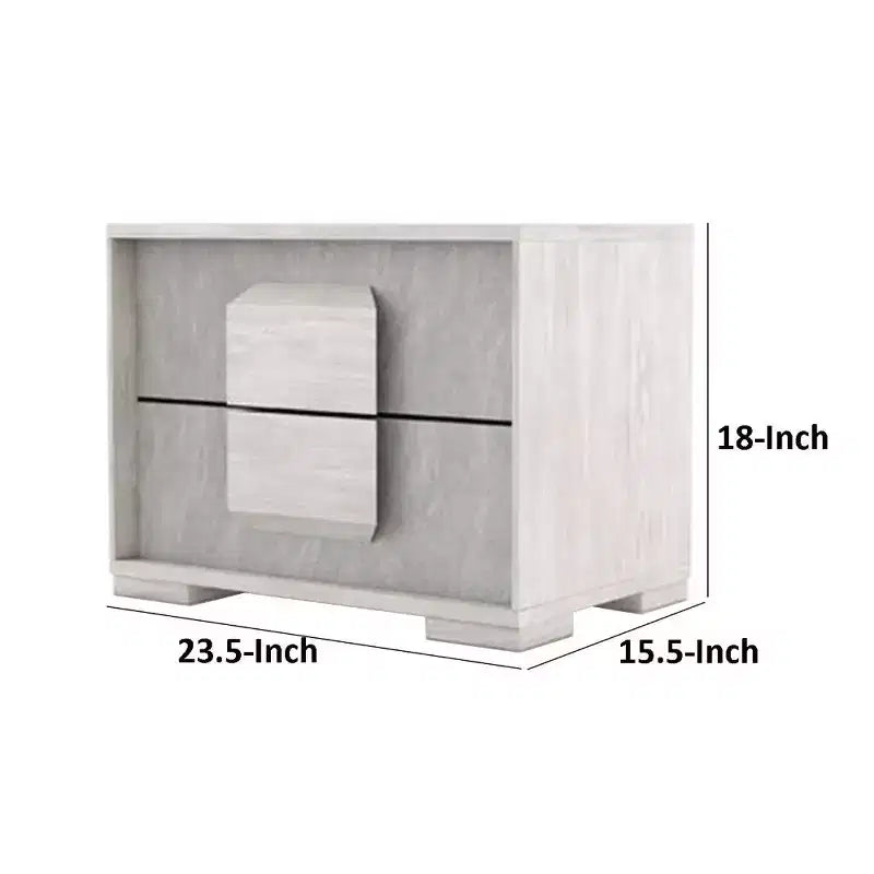 Royal Hampton Nomi Nightstand, 2 Drawers and Melamine Top, Stone Gray Front, 24 Inch