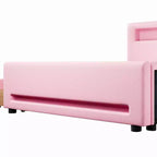 GDFStudio Torres Upholstered Platform Bed with Drawer, LED Light Strip, USB Port