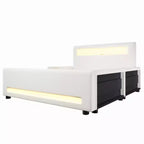 GDFStudio Torres Upholstered Platform Bed with Drawer, LED Light Strip, USB Port