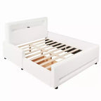 GDFStudio Torres Upholstered Platform Bed with Drawer, LED Light Strip, USB Port