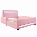 GDFStudio Torres Upholstered Platform Bed with Drawer, LED Light Strip, USB Port