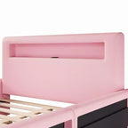 GDFStudio Torres Upholstered Platform Bed with Drawer, LED Light Strip, USB Port