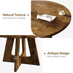 47 in Round Large Dining Table Set for 4 to 6, Farmhouse Dinner Table with Wooden Top and Legs for Home Dining Room or Living Room