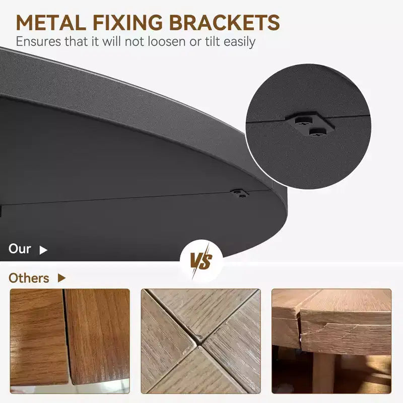 47 in Round Large Dining Table Set for 4 to 6, Farmhouse Dinner Table with Wooden Top and Legs for Home Dining Room or Living Room