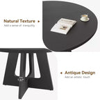 47 in Round Large Dining Table Set for 4 to 6, Farmhouse Dinner Table with Wooden Top and Legs for Home Dining Room or Living Room