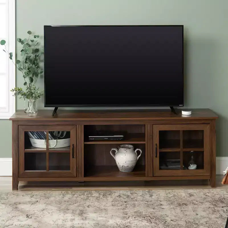 Glass Door Console TV Stand for TVs up to 80