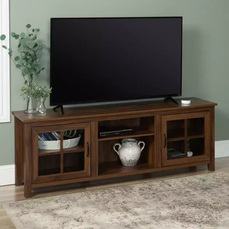 Glass Door Console TV Stand for TVs up to 80