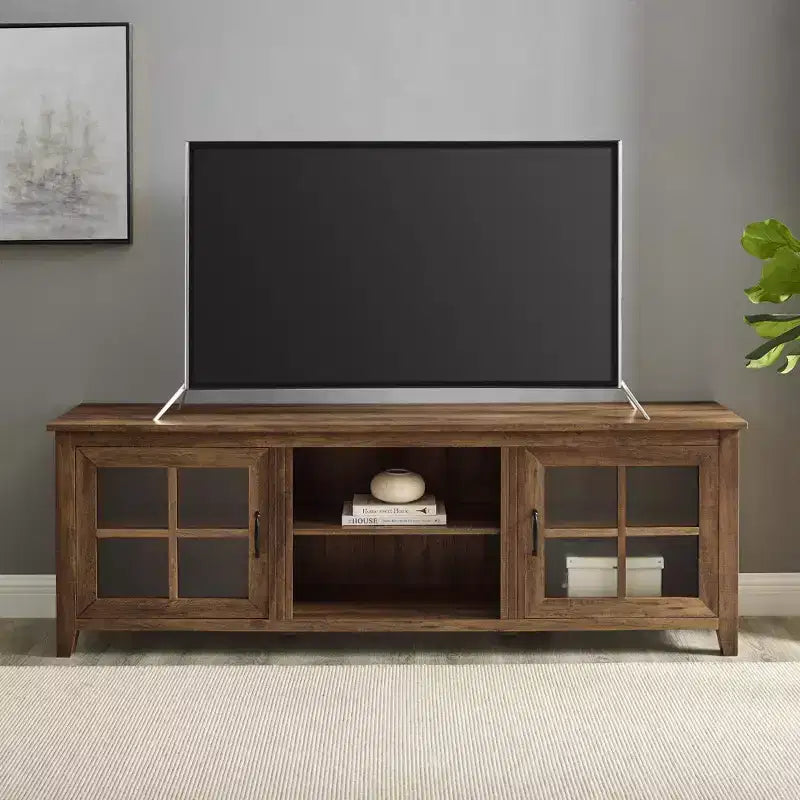 Glass Door Console TV Stand for TVs up to 80
