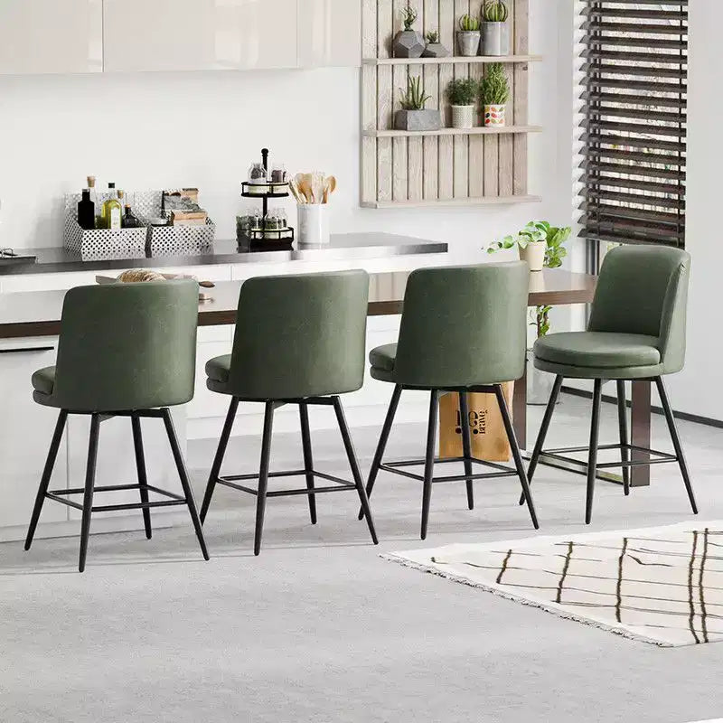 Karl Home Contemporary Bar Stool set of 2 Swivel Feature, PU Leather & Durable Quality