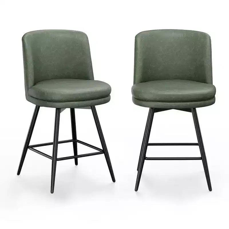 Karl Home Contemporary Bar Stool set of 2 Swivel Feature, PU Leather & Durable Quality