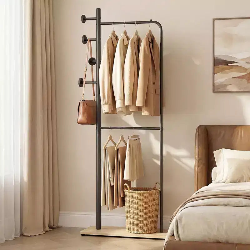 Costway Double Rods Clothes Hanging Rack Freestanding Clothes Organizer Garment Rack