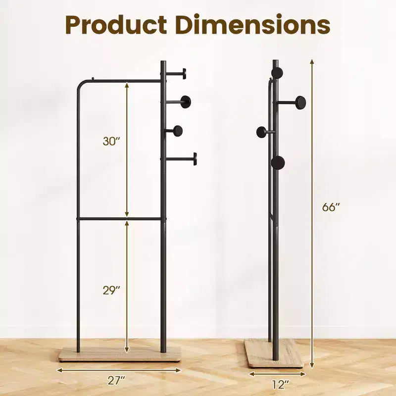 Costway Double Rods Clothes Hanging Rack Freestanding Clothes Organizer Garment Rack