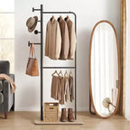 Costway Double Rods Clothes Hanging Rack Freestanding Clothes Organizer Garment Rack