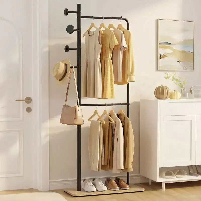 Costway Double Rods Clothes Hanging Rack Freestanding Clothes Organizer Garment Rack