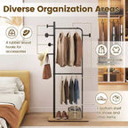 Costway Double Rods Clothes Hanging Rack Freestanding Clothes Organizer Garment Rack